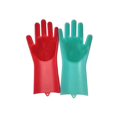 爆款硅胶清洁手套 洗碗刷家务手套 防滑隔热耐磨厨房家居手套批发|ru