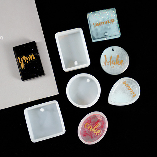 Cross-border crystal pendant necklace silicone mold mirror square oval teardrop grid resin