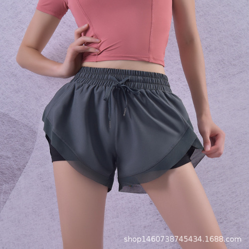 Women's High-Waist Sports Shorts, Non-Slip Fitness Yoga Pants, Loose Outerwear Running Quick-Dry Thin Training Summer Quick-Dry