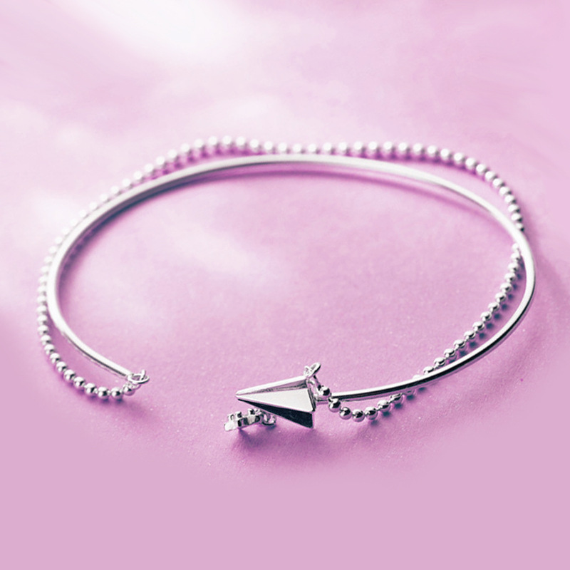 纸飞机手镯ins925韩版网红同款时尚小清新双层纸飞机手镯跨