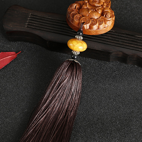 Ji Xiang Ru Yi Travel Talisman Car Ornament Wooden Carving Craftsmanship Male and Female Car Pendant Decorative Hanger