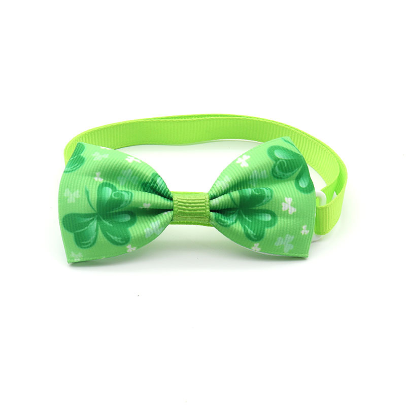 Cute Ribbon St. Patrick Shamrock Bow Knot Pet Collar display picture 7