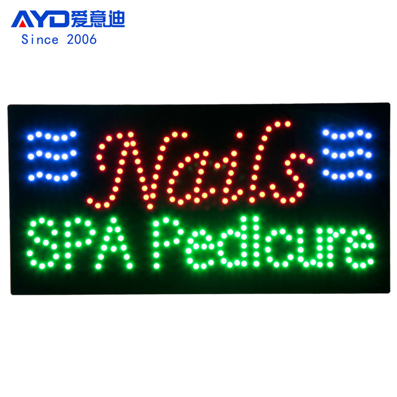 亚马逊跨境 LED营业广告牌 LED Nails Spa Pedicure Sign 30x60cm