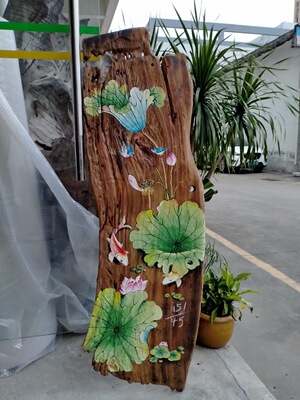 风化木老门板纯手绘漆画墙式挂画原木质感复古特色摆件工艺品饰品|ms