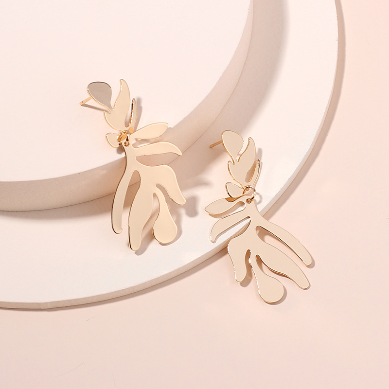 Leaf Pattern New Irregular Number Leaf Earrings Exaggerated Earrings Wholesale Nihaojewelry