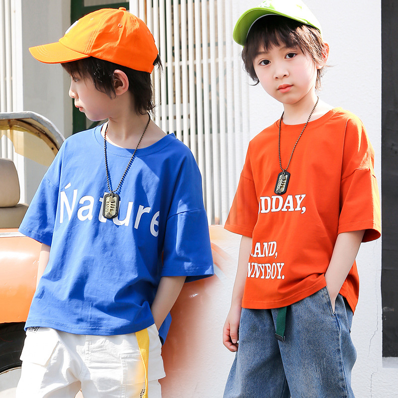 Boy Short-sleeved T-shirt 2021 summer new pattern CUHK leisure time Easy half sleeve jacket children Korean Edition Children's clothing