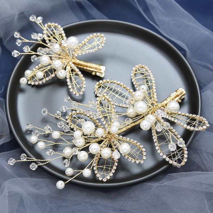 Bride Wedding Golden Baroque Leaf Hairpin Clip Combination Suit display picture 3