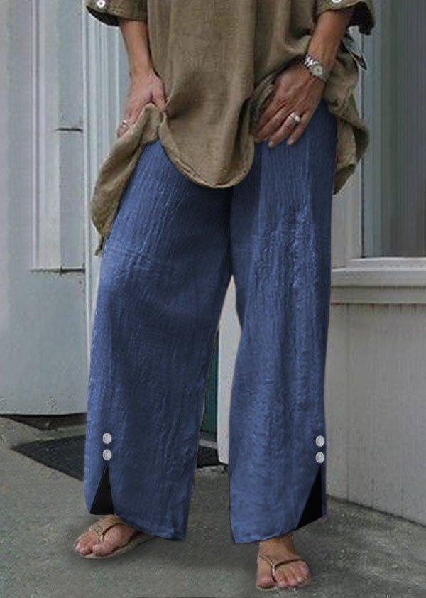 Femmes Du Quotidien Vêtement De Rue Couleur Unie Toute La Longueur Bouton Pantalons Décontractés Pantalon Large display picture 27