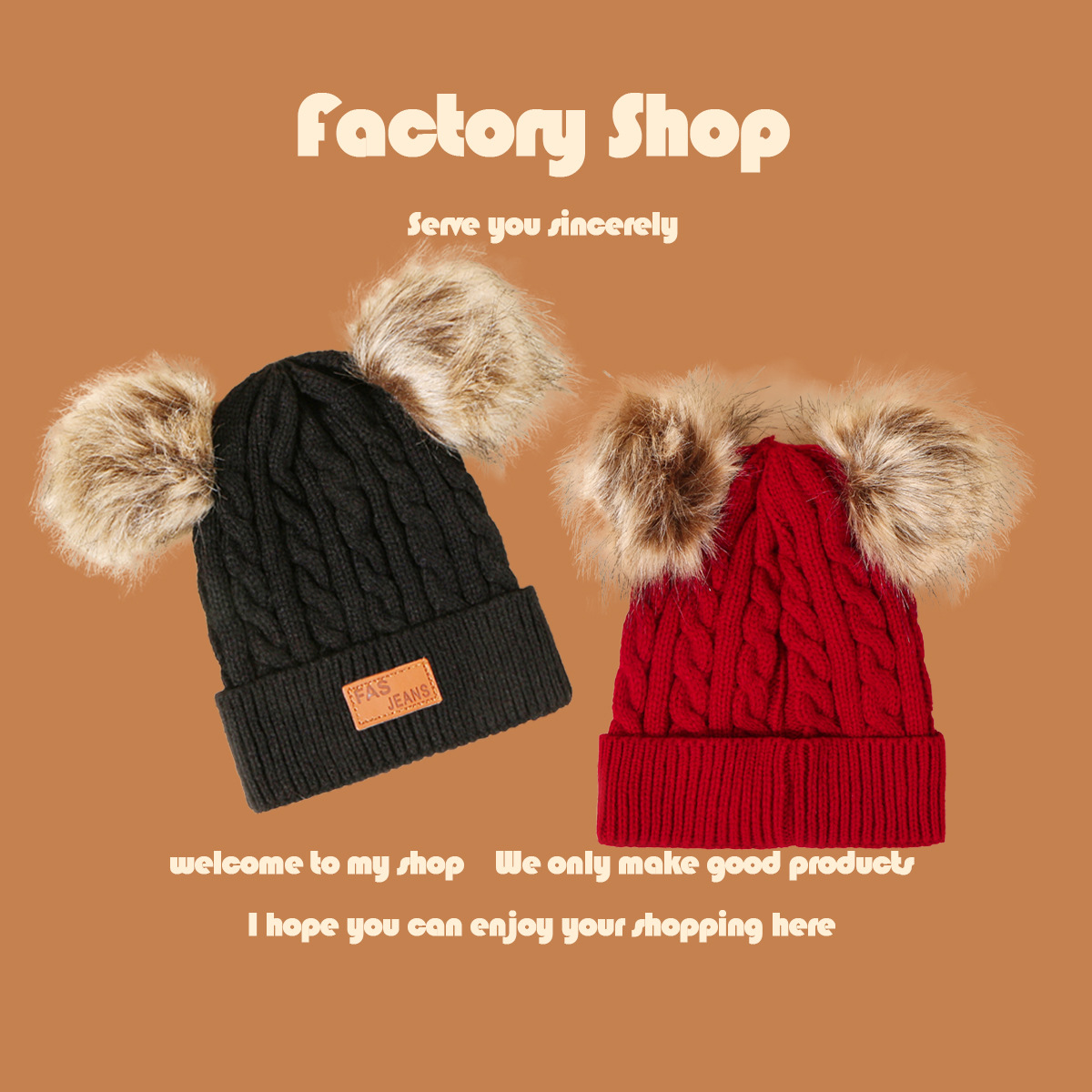 fur ball woolen knitted hat  NSTQ15884