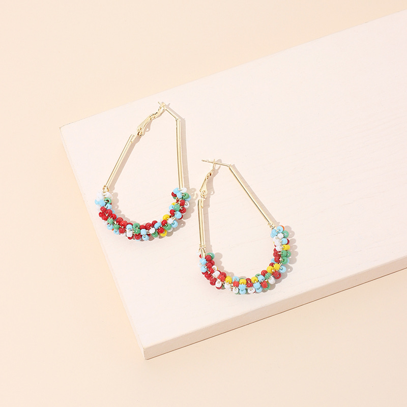 9g Weight Earrings Classification Wedding, Travel, Birthday, Festival Occasion Women'S Gender Bohemian Style Fashion Geometric Rice Beads Bohemian Style Wrap Retro Earrings 1