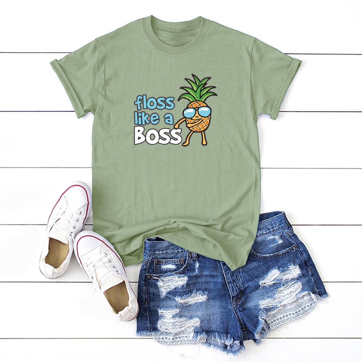 funny spoof pineapple print womens  T-shirt top NSSN2578