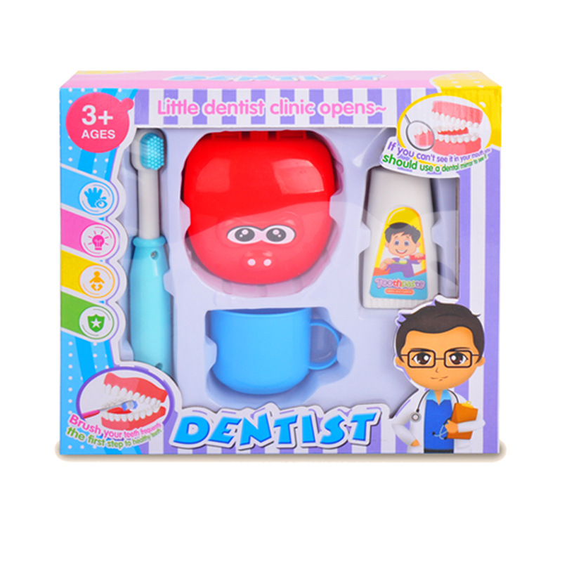 De los niños Qizhi jugar casa doctor juego de rol juguete DIY cepillo de dientes traje dentista conjunto de juguete