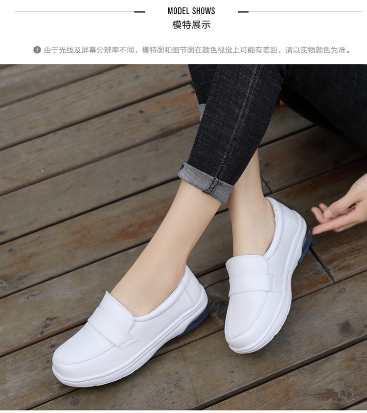 2020 spring/summer new nurse shoes women's white women's genuine leather shoes air cushion black work shoes soft back thick back small leather shoes undefined