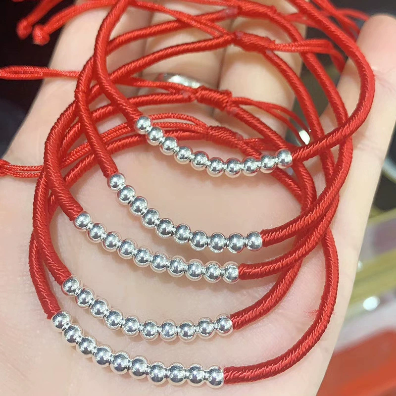 П Birthday charm, red rope bracelet, silver bracelet handmade, one bead bracelet, silver 925 sample, wholesale