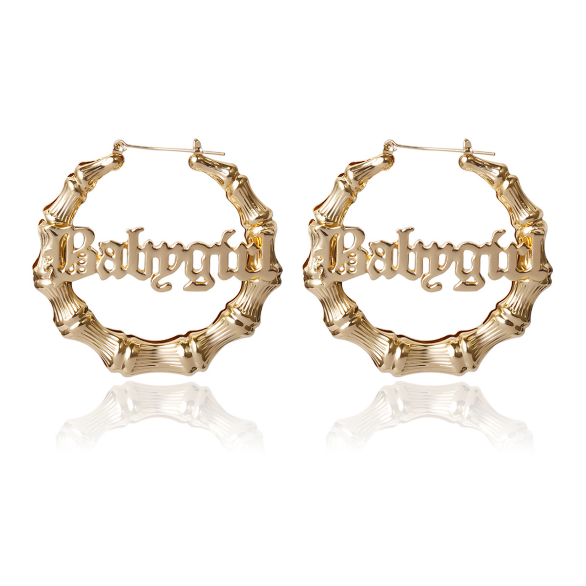 32g Weight No Inlaid Inlay Material Earrings, Ear Studs Classification Travel Occasion Alloy Material Letter Pattern Women'S Gender Plating Design Simple Style Style White, Gold Color New Fashion Hollow Letter Punk Earrings Slub Ring Retro Earrings 5