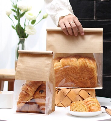 吐司面包袋子450克卷边铁丝封口透明牛皮纸糕点烘焙食品包装袋子