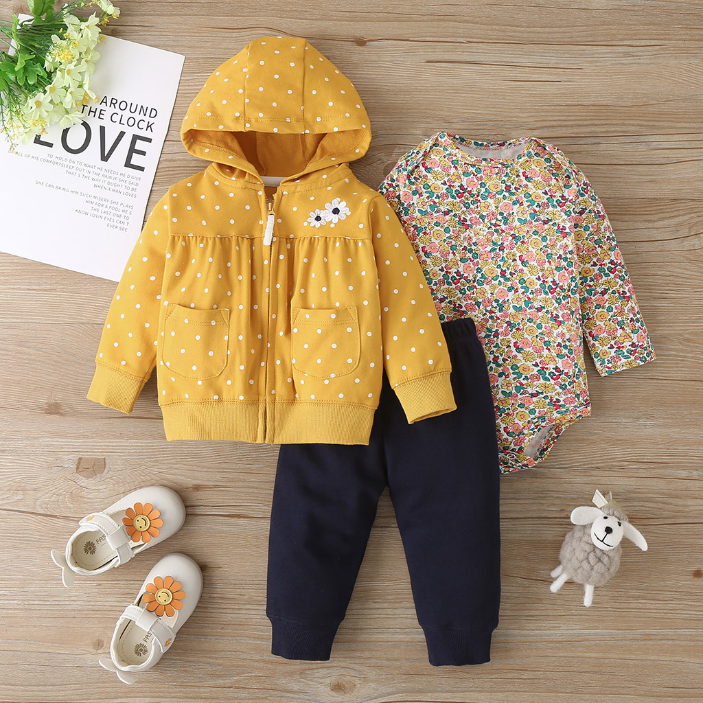 Automne Nouvelle Mode Trois Pièces Imprimé Bébé Fille Veste Zippée display picture 2