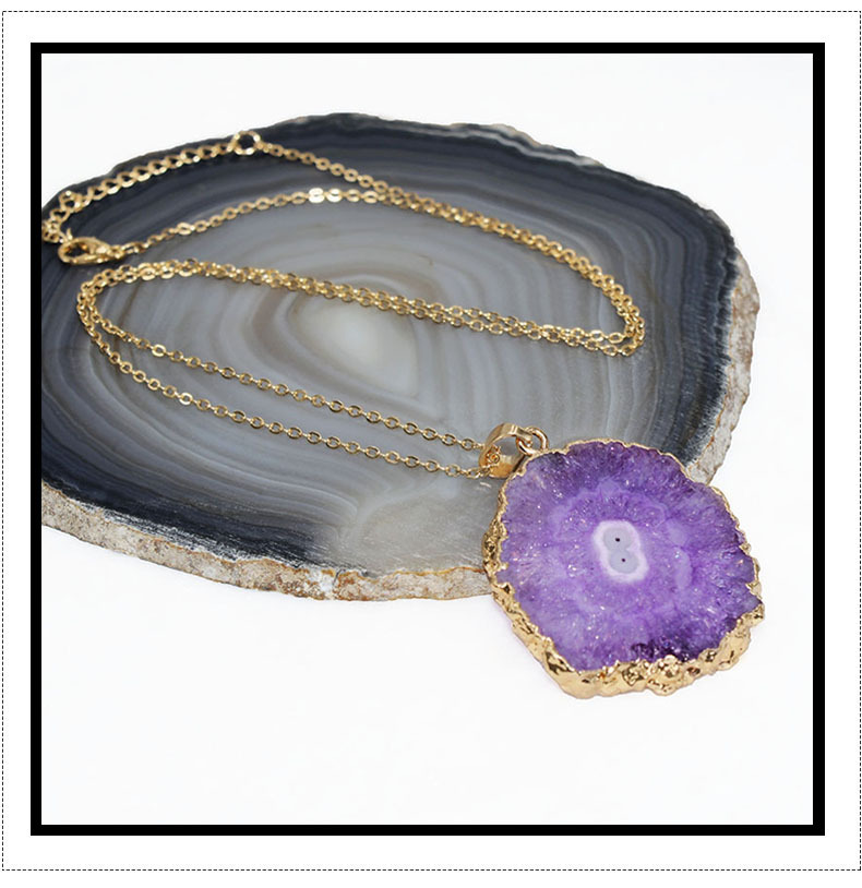 Casual Irregular Agate Brass Gold Plated Natural Stone Wholesale Necklace Pendant display picture 5