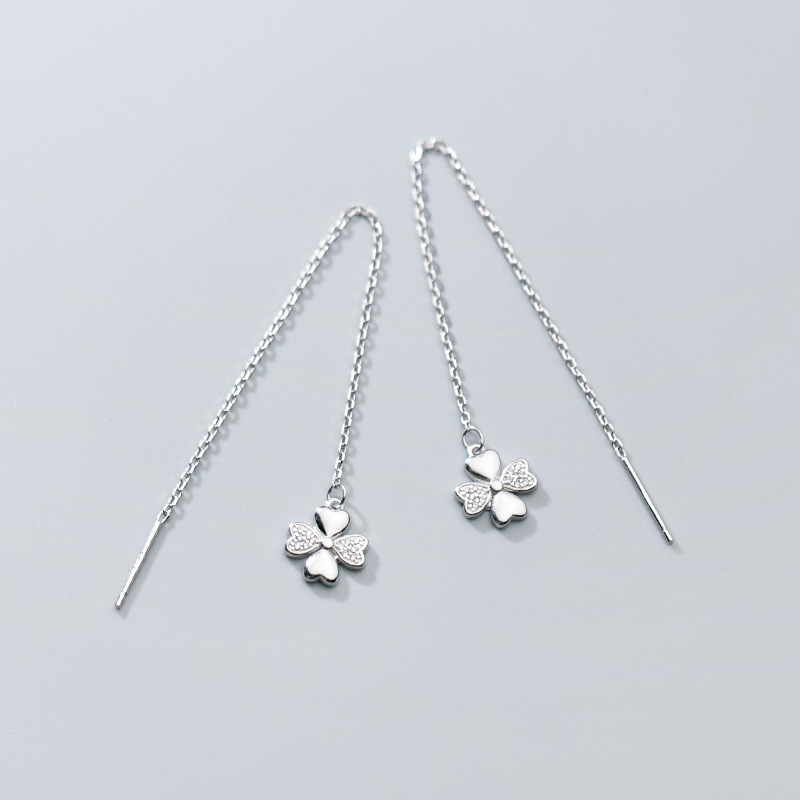 Especial ~ s925 estilo coreano estilo de moda diamantes pendientes de flores de cuatro hojas temperamento orejas de oro orejas joyas de orejas G0554 image 2