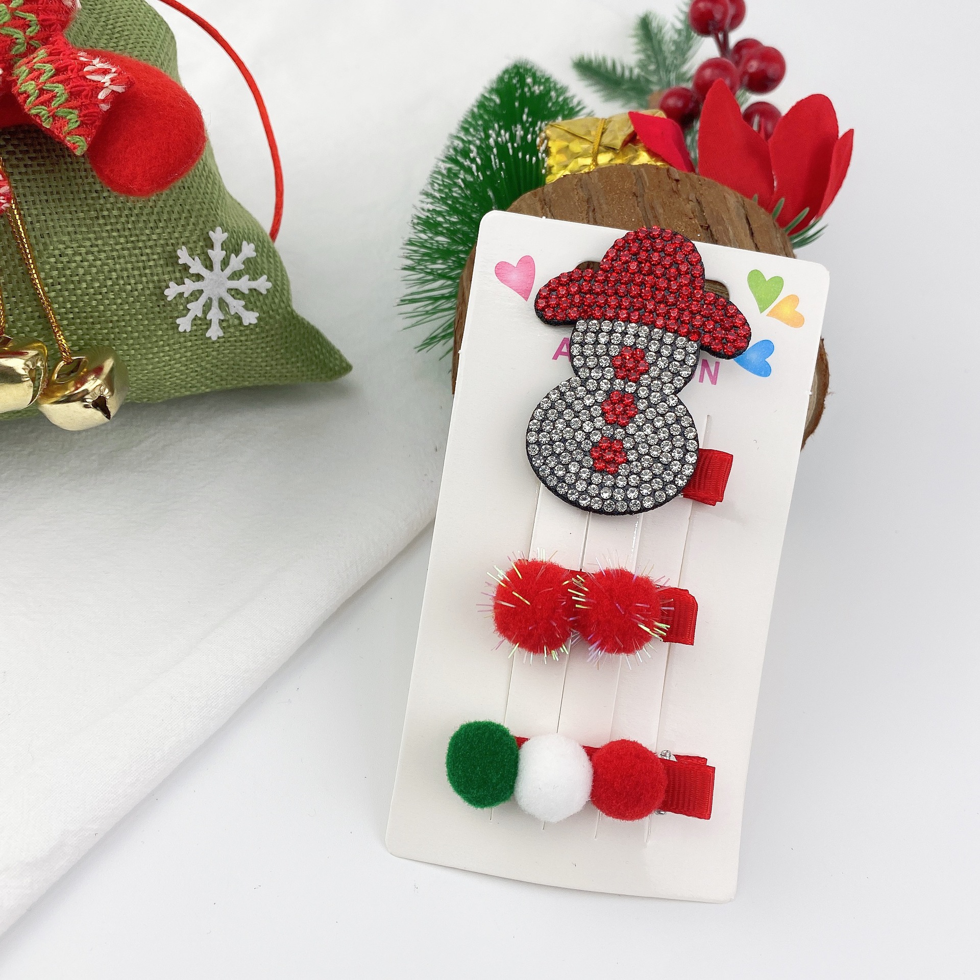 Cute Elk Santa Claus Snowflake Christmas Plush Hairpin 3-piece Set display picture 6