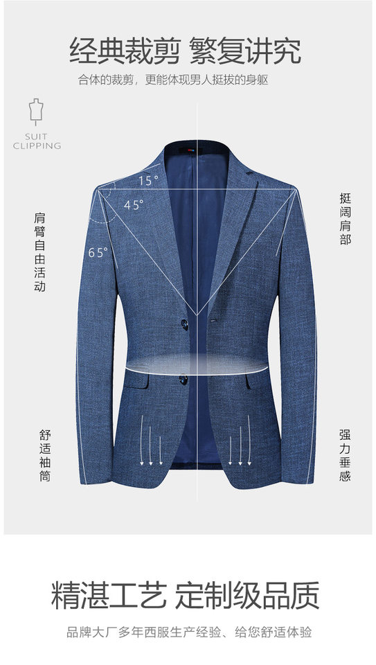 Áo vest nam dáng ôm cổ vest một hàng hai nút phong cách Hàn Quốc — Màu xanh lam chi tiết 2
