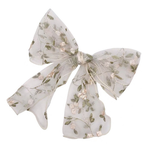 2pcs bowknot hair tie scrunchies for women girls big butterfly hairpin bud embroidery with spring clip on the back of the head