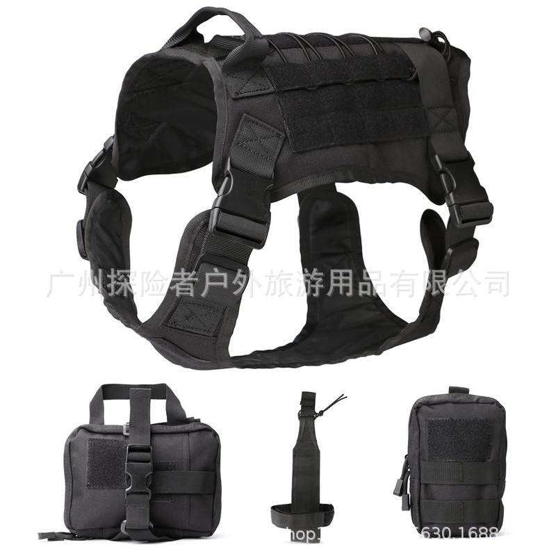 (2개) 전술 개 옷 개 로프 전술 개 조끼 야외 전투 개 조끼 큰 개 옷 조끼 K9 가방