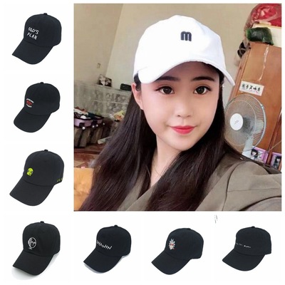 软顶纯棉帽子男女韩版潮春夏季刺绣英文字母弯檐棒球帽男女士帽子|ru