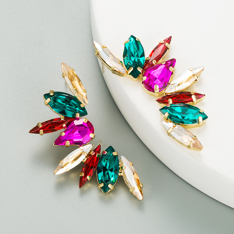 Fashion Colorful Rhinestone Flower Earrings display picture 3