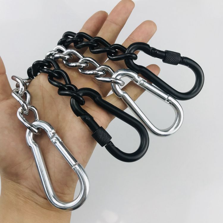 Hamaca de acero inoxidable silla colgante conexión cadena giratoria columpio electroforesis alargada Cadena de botón negro traje de conexión de bolsa de arena