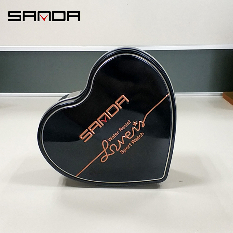 Sanda reloj caja reloj pareja en forma de corazón caja de reloj caja esponja caja de hierro