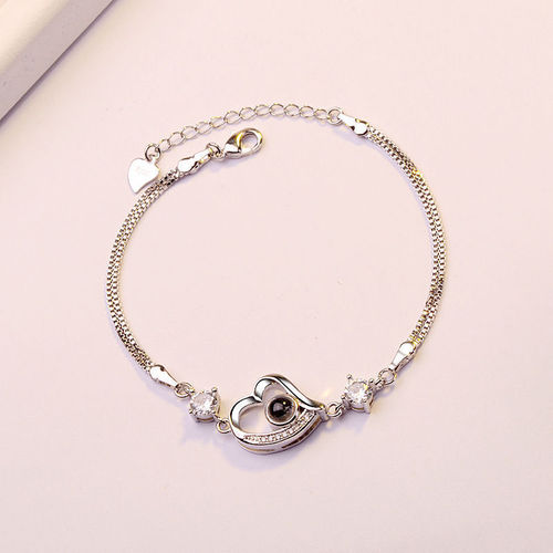 Love Memory 100 Languages I Love You Project Heart Shape Bracelet Girl Mood Couple Same Style