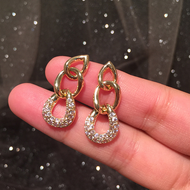 Metal Chain S925 Silver Needle Earrings display picture 4