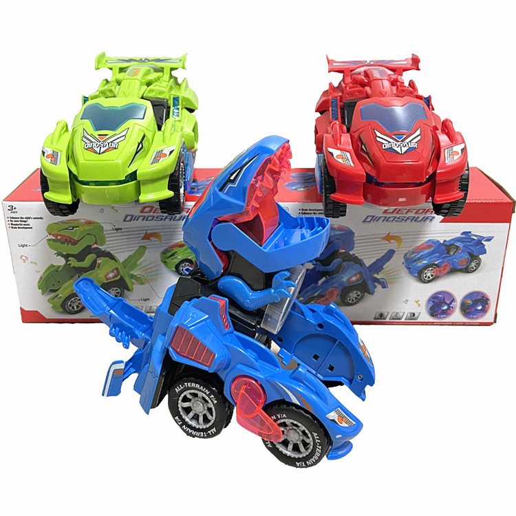 Cross-border Amazon children's luminous toys morphed dinosaur chariot electric machine chariot universal music car wholesale