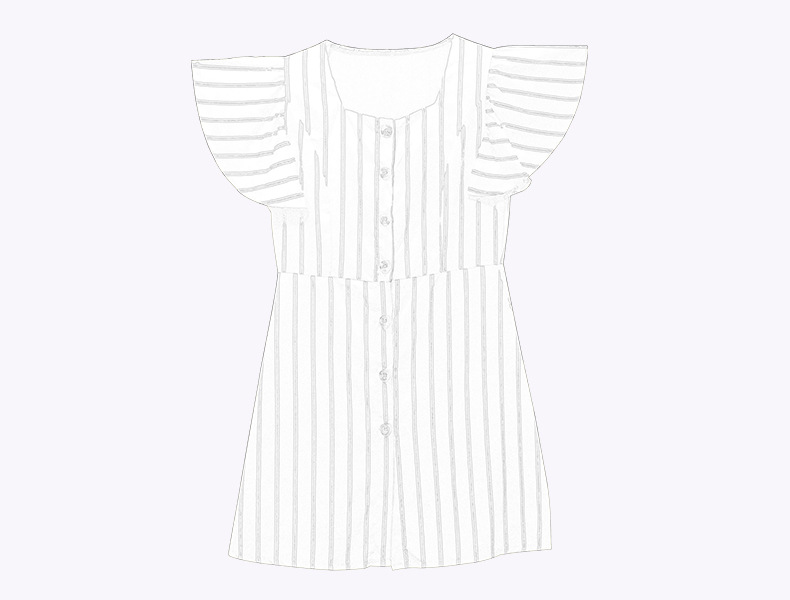 round neck flying sleeve striped dress NSJR36754