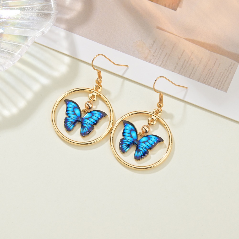 Cute Gradient Painted Butterfly Earrings display picture 7