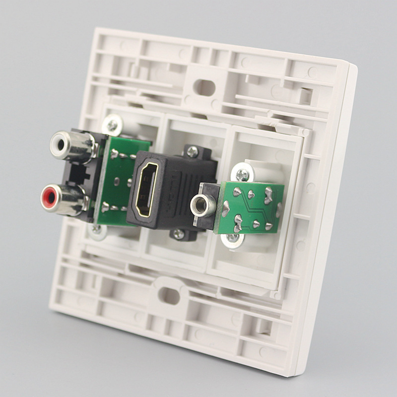 86型 双孔音频+HDMI高清+3.5mm耳机直插对接插座  AV莲花音频面板