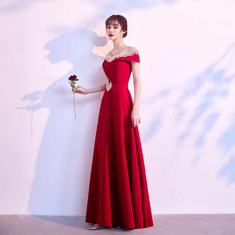 2026 New Summer Red Elegant Slim-Fit Wedding Evening Dress for Brides, Modern Slimming Long Style 2026 New Summer Red Elegant Slim-Fit Wedding Evening Dress for Brides, Modern Slimming Long Style