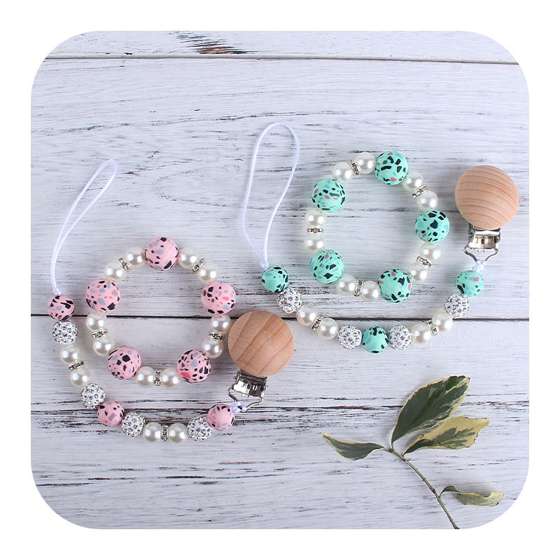 Nuevo bebé haya chupete clip bebé creativo leopardo perlas de gel mordedor gel pulsera chupete cadena anti-cadena