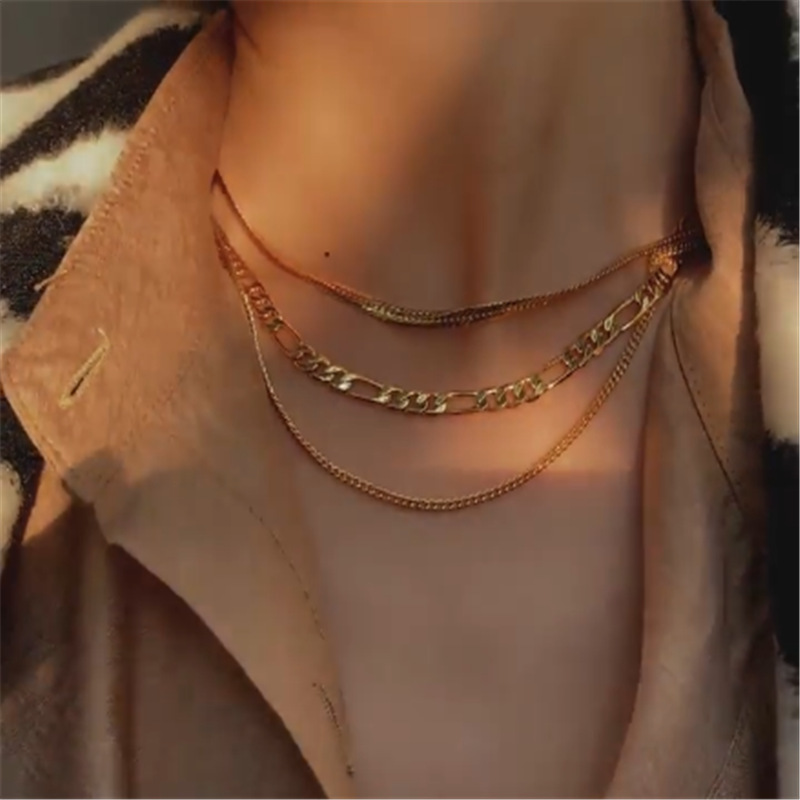 Simple Multi-layer  Clavicle Chain Non-fading Whole Body Stainless Steel Suit Necklace For Women display picture 1