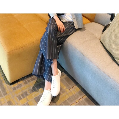 豎條紋闊腿褲2020新款純原都市通勤休閑褲