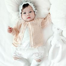 婴儿开衫外套薄韩版女宝宝公主镂空一件代发防晒空调衫夏小童春装