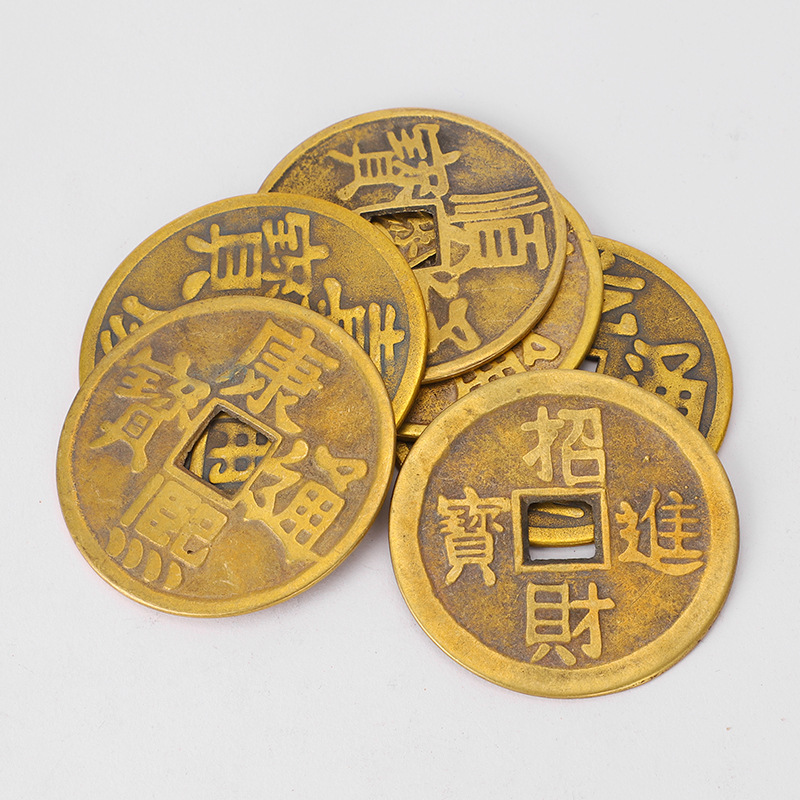 厂家批发铜钱五帝钱 4厘米6厘米大铜钱仿古钱币黄铜五帝钱