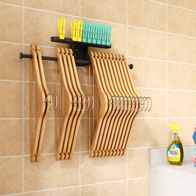 coat hanger Storage Artifact Punch holes Finishing rack Stainless steel household space Wall mounted Storage balcony Shelf