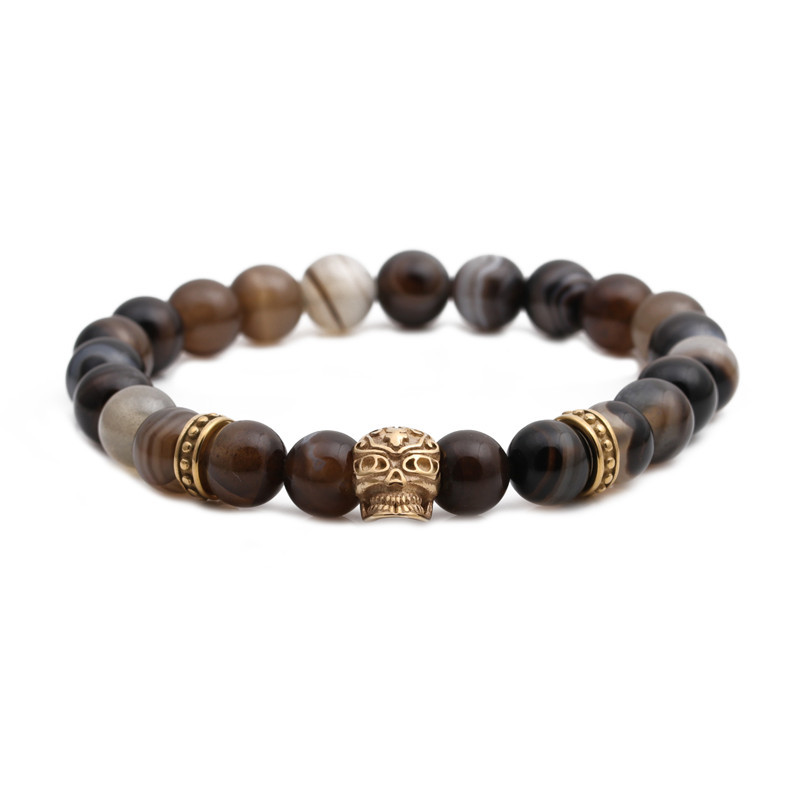 creative 8mm beaded stone skull bracelet