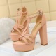 1660-6 European and American super high heels waterproof platform thick heels summer high heels Roman style hollow T-belt women's sandals