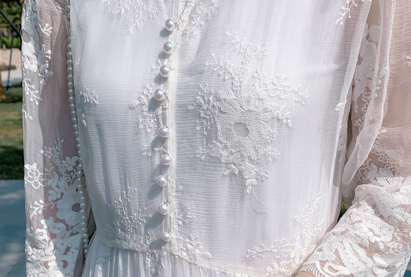 Lace Embroidery Silk Dress