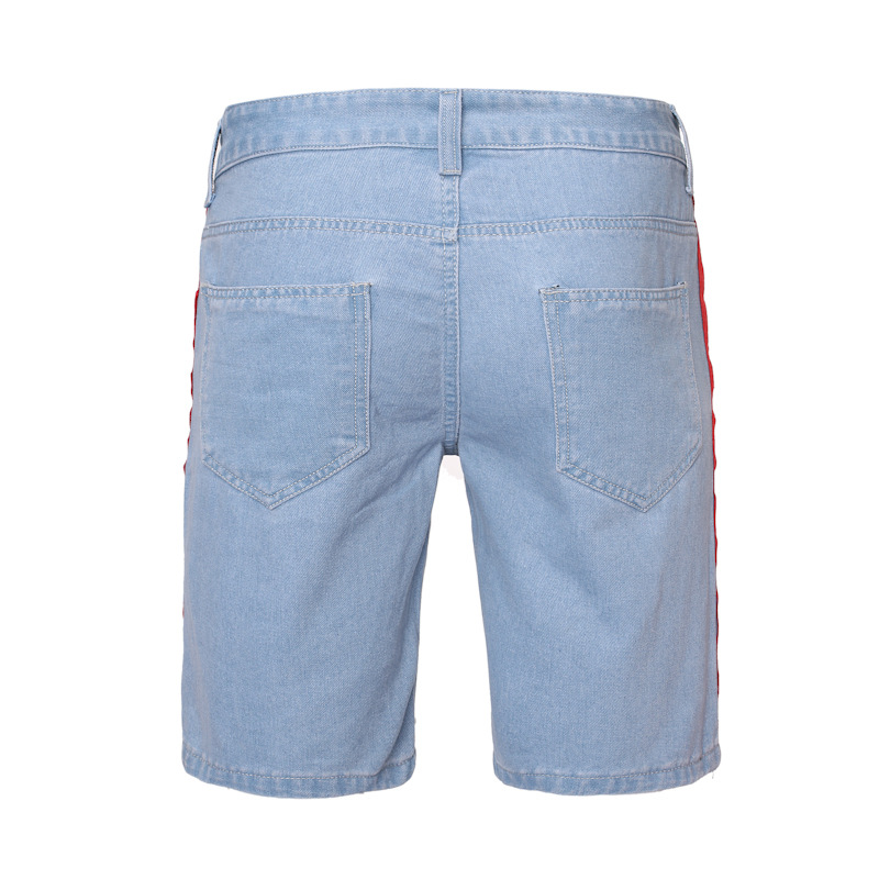 Foreign trade summer explosion men's fashion denim hole embroidered label shorts Europe and the United States loose straight jeans 18 Foreign trade summer explosion men's fashion denim hole embroidered label shorts Europe and the United States loose straight jeans 11