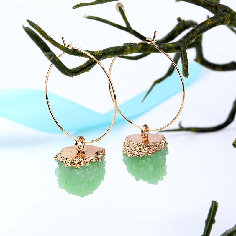 New Fashion Imitation Natural Stone Earrings Spherical Earrings Wholesale display picture 5