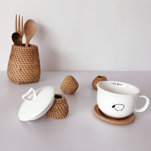 Vietnamese rattan lid rest for teapot, tea set accessory, tea ceremony spare parts, decorative item, Instagram style